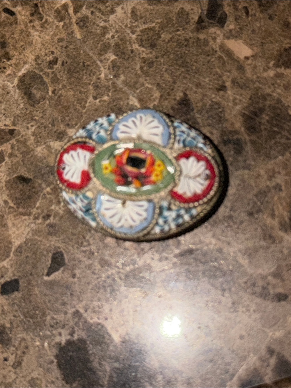 Vintage Multicolor Cloisonné Hair Accessory with Floral Motif